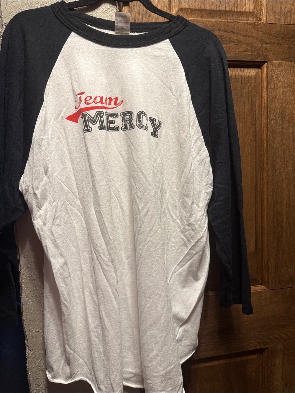 Augusta Sportswear Black & White 'Team Mercy' Raglan Baseball Tee